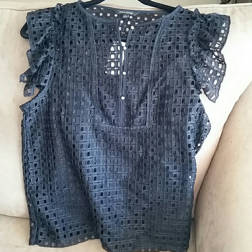 Banana Republic Geo Lace Ruffle Top
